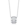 Silver Tone Geometric Rotating Barrel Moissanite 925 Sterling Silver Necklace
