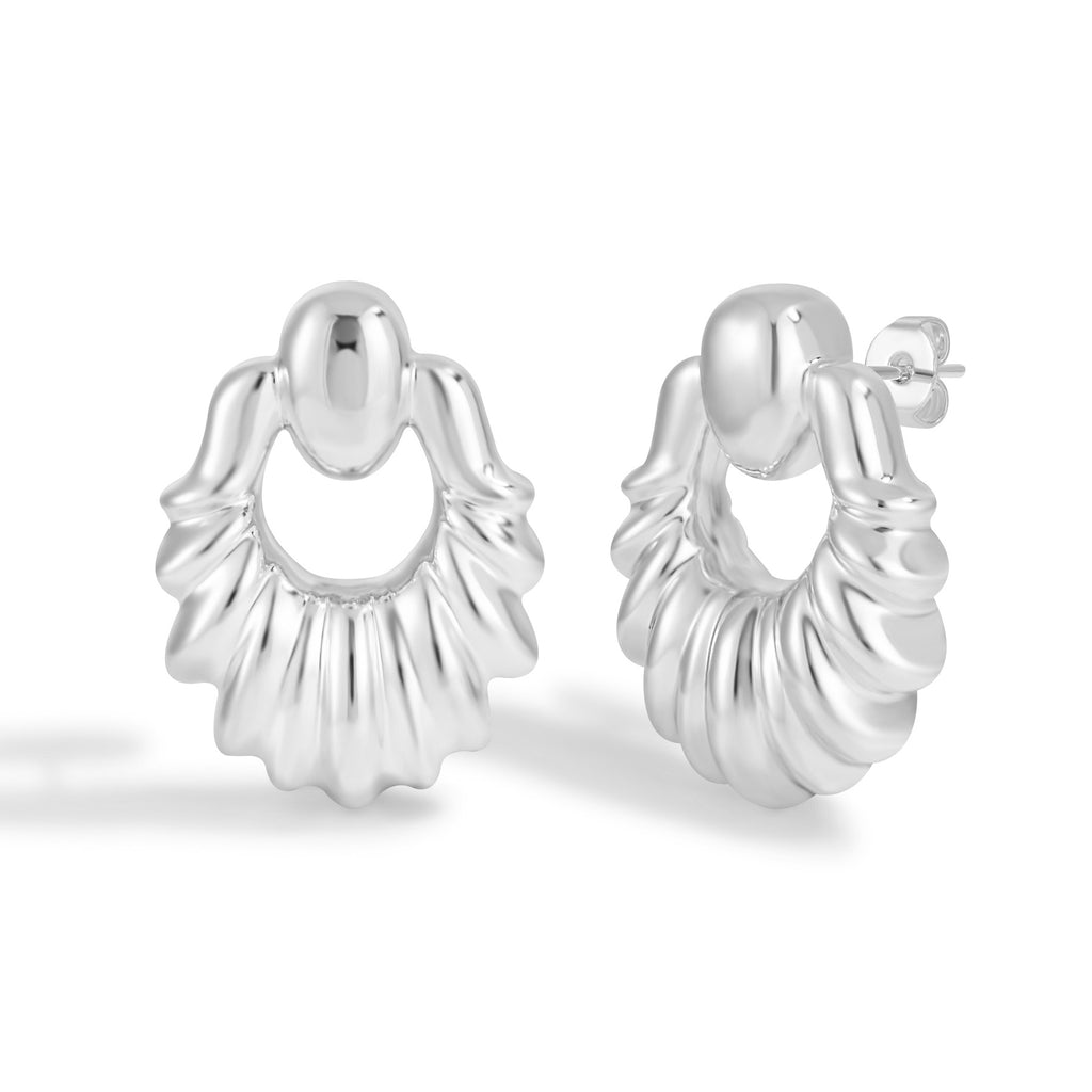 Sculptural Twisted Teardrop Shaped Stud Earrings with Three-dimensional Form