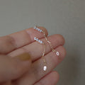 Fashion Jewerly Women Cubic Zirconia Five Stone 925 Sterling Silver Long Tassel Chain Drop Stud Earrings