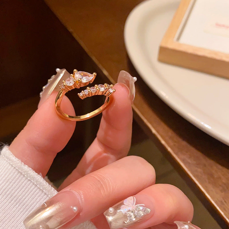 Adjustable Snake Design Zirconia Ring for Women with Geometric Pattern and Full Diamond Accents