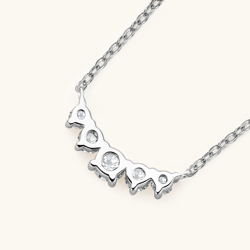 Necklace Delicate Smile Curve Moissanite Pendant with 925 Sterling Silver Chain