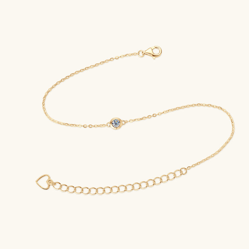 Bracelet Delicate Moissanite Solitaire Chain Bracelet with Round Bezel Setting