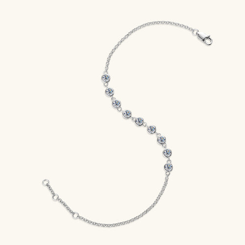 Bracelet Elegant Moissanite Bezel Set Sterling Silver Chain Bracelet with Adjustable Clasp