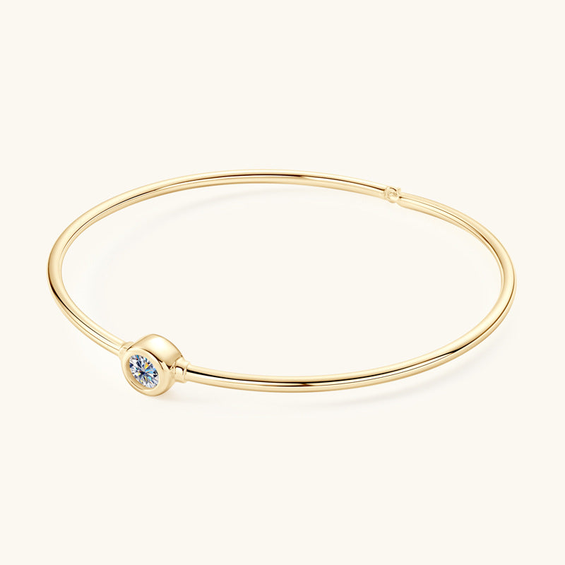 Bracelet Minimalist Moissanite Bubble Bangle S925 Sterling Silver Gold Plated Delicate Cuff