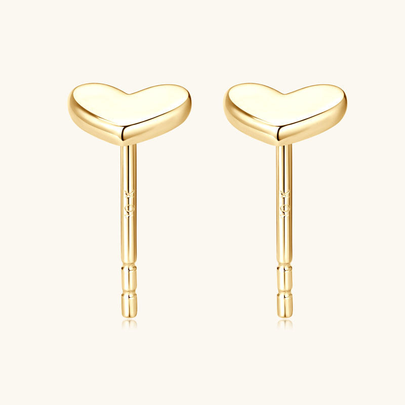 Earrings 10K Yellow Gold Heart Stud Earrings Minimalist Elegant Hypoallergenic Fashion Jewelry
