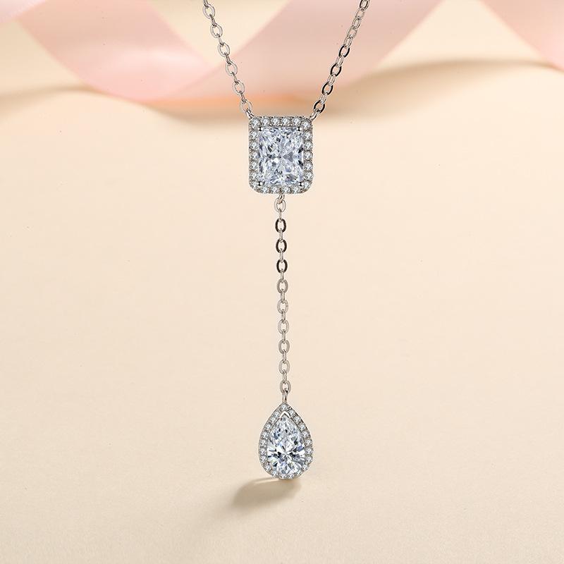 925 Sterling Silver Moissanite Cross Chain Necklace with Insect Pendant and Yellow Zircon Accents
