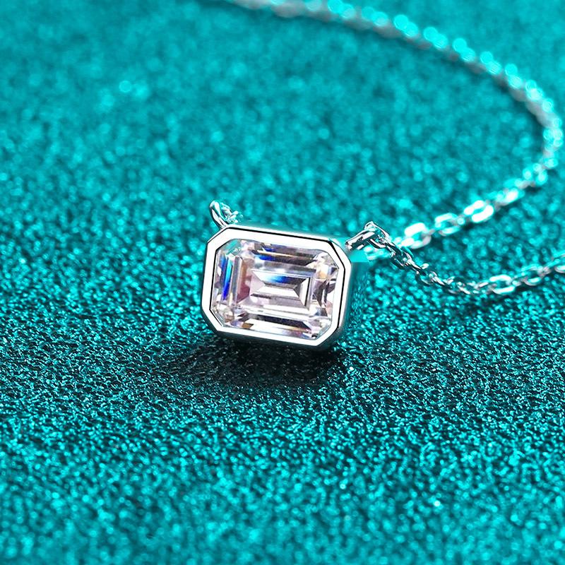 925 Sterling Silver Square Moissanite Layered Necklace with Platinum Plating