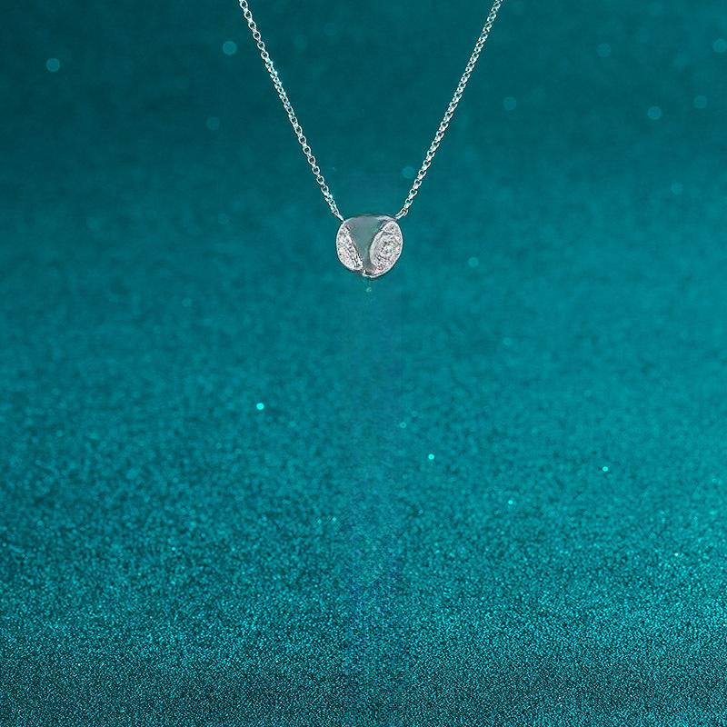 Necklace with 67-Point Moissanite and 8mm Freshwater Pearl Pendant on 24-Inch Silver Chain