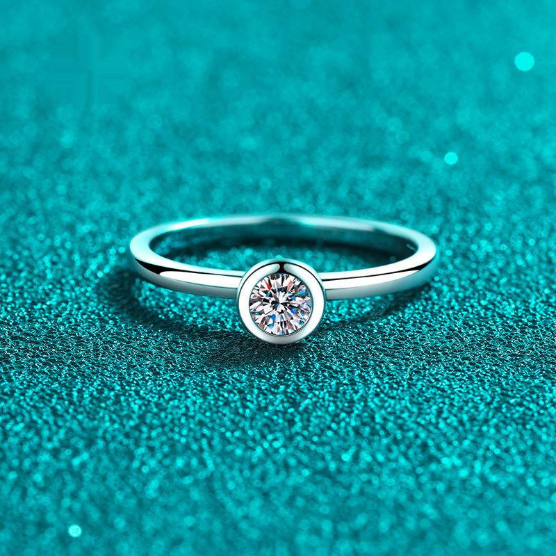 Women's Ring Geometric Bubble Design with 30-Point Moissanite in 925 Sterling Silver for Everyday Elegance
