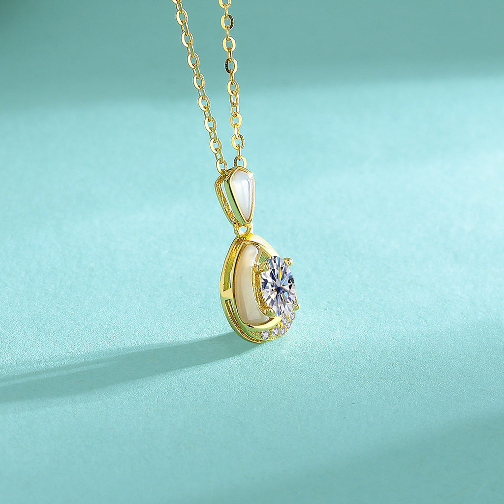 Necklace 925 Sterling Silver Teardrop Moissanite Collarbone Chain Delicate Pendant