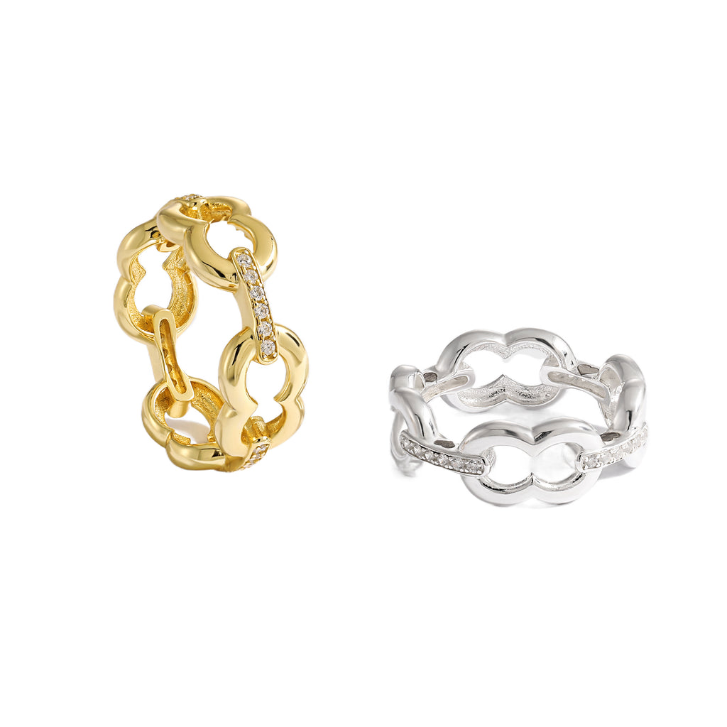 Office Hollow CZ 8 Shape 999 Sterling Silver Ring Electroforming