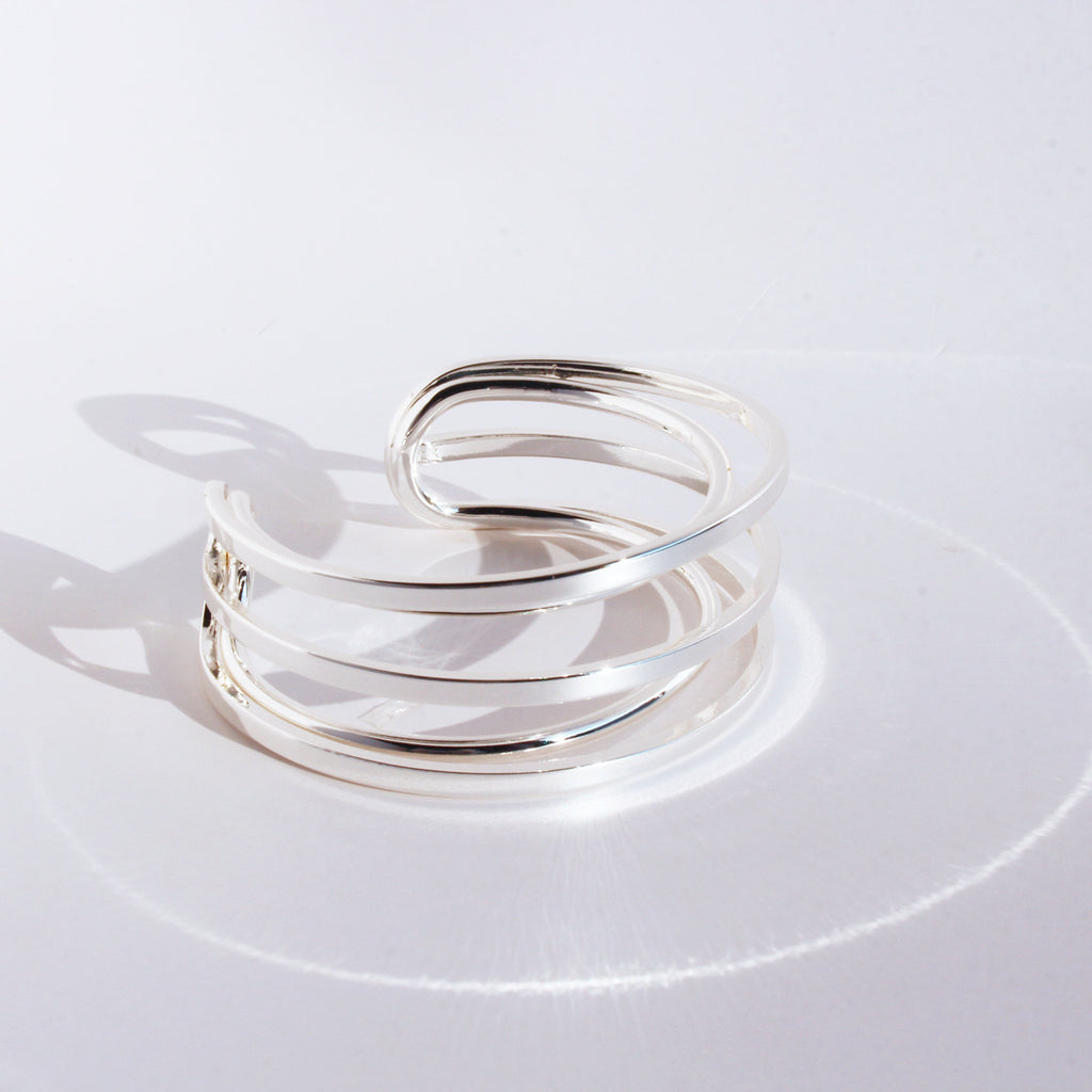 Copper Electroplate Gold Wide Geometric Statement Bracelet
