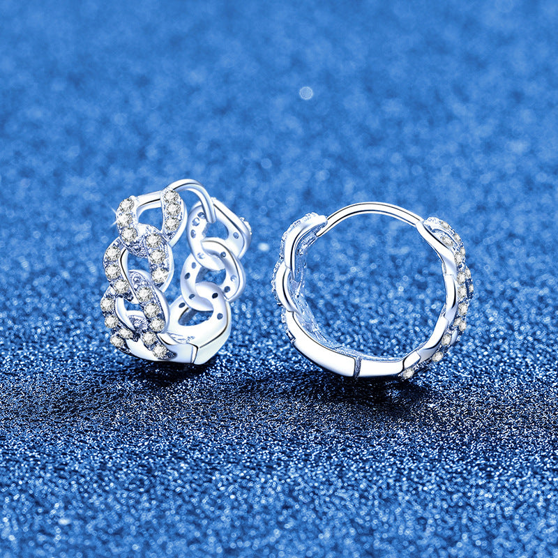 Earrings - Sterling Silver Twisted Infinity Moissanite Hoop Earrings with Elegant Design