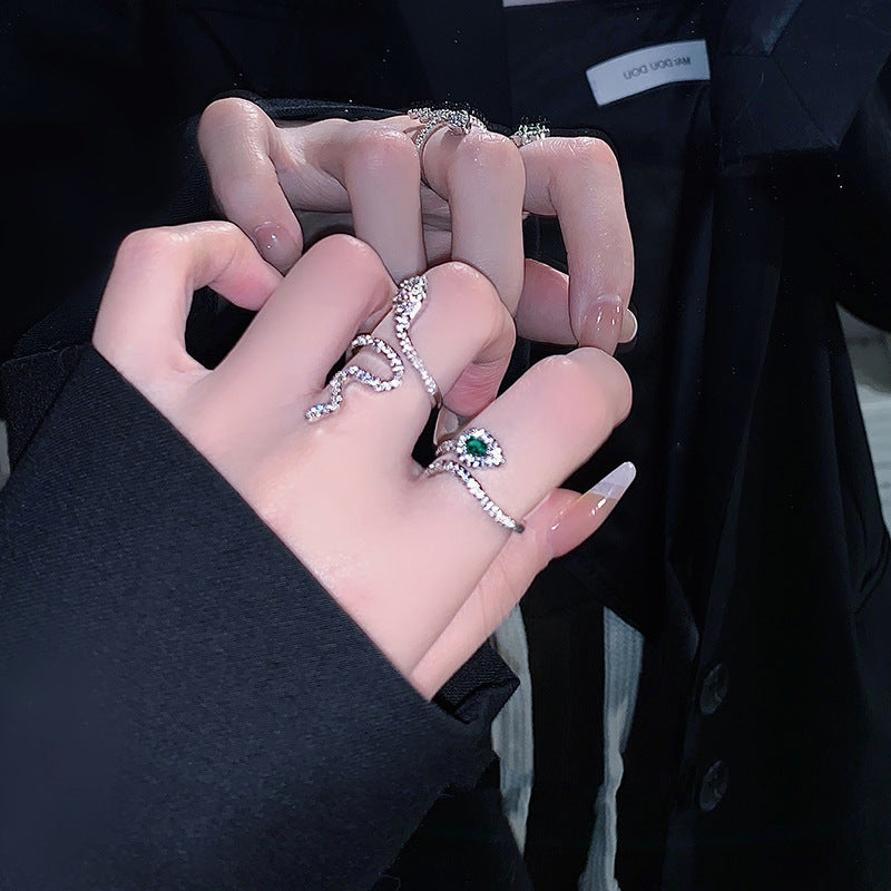 Snake Design Zirconia Open Ring for Women - Dark Minimalist Fashion Statement