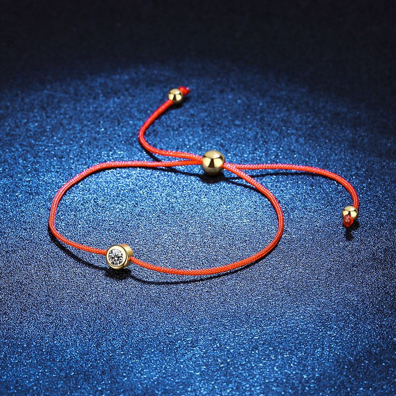 Bracelet Adjustable Red String Moissanite Sterling Silver Lucky Charm Bracelet with Single Stone
