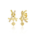 Graduation CZ Sun Drops Irregular Hollow Irregular Triangle 925 Sterling Silver Dangling Earrings