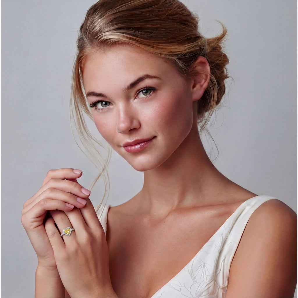 Golden Heart Halo Ring by Dilmore