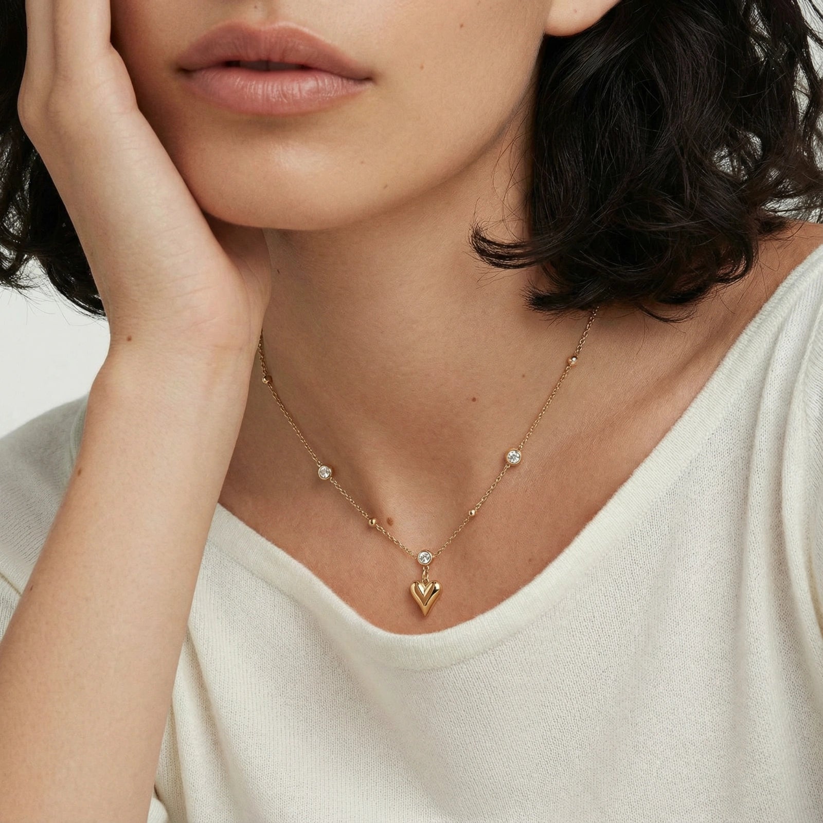 Crystal Heart Charm Necklace by Dilmore