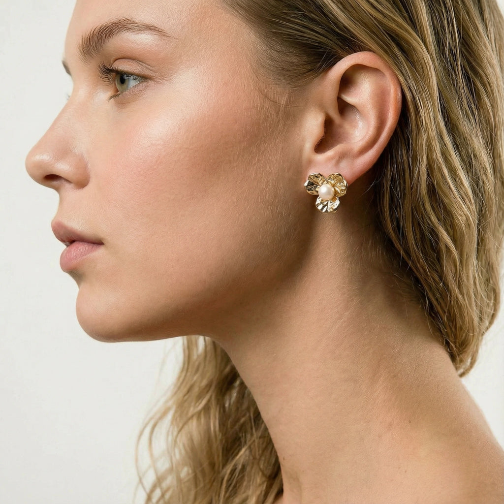 Bloom Pearl Studs by Dilmore