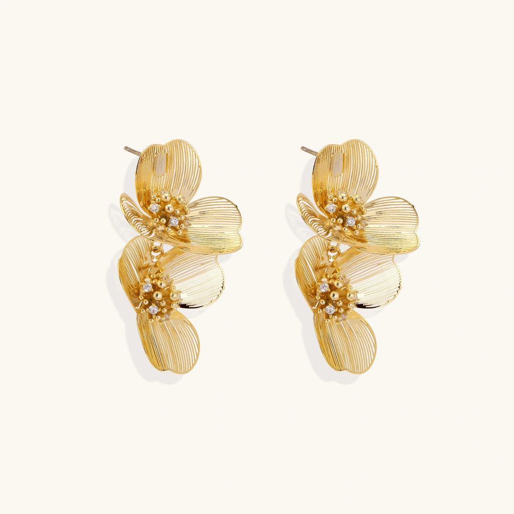 Golden Bloom Double Earrings by Dilmore