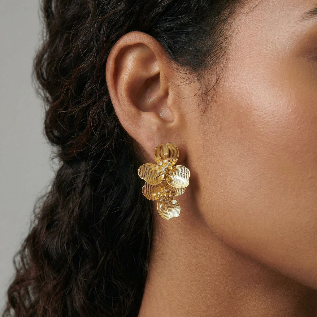 Golden Bloom Double Earrings by Dilmore
