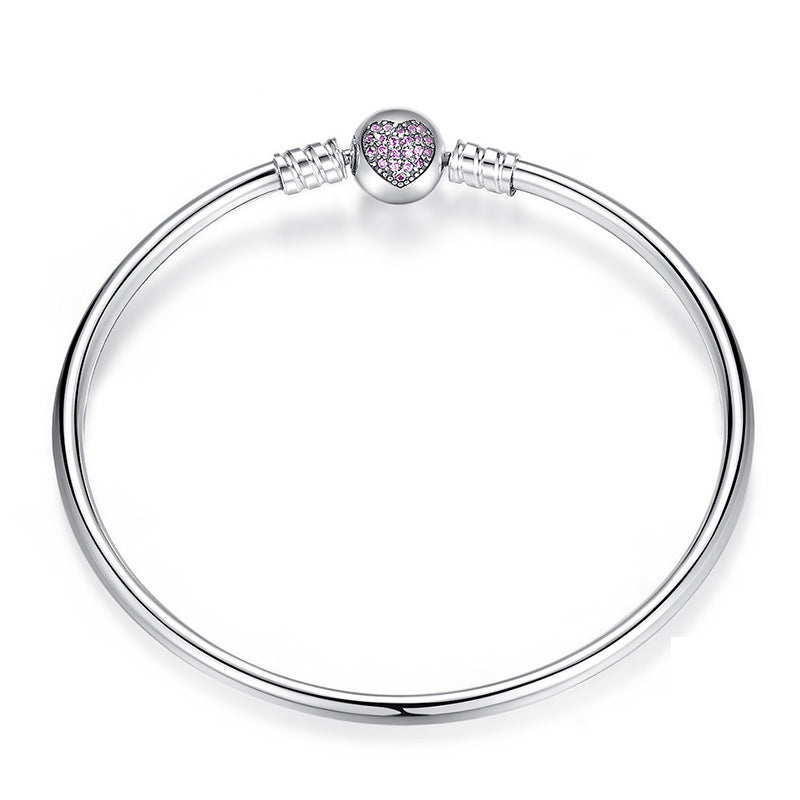Elegant Purple Heart 925 Sterling Silver Love DIY Bracelet Women