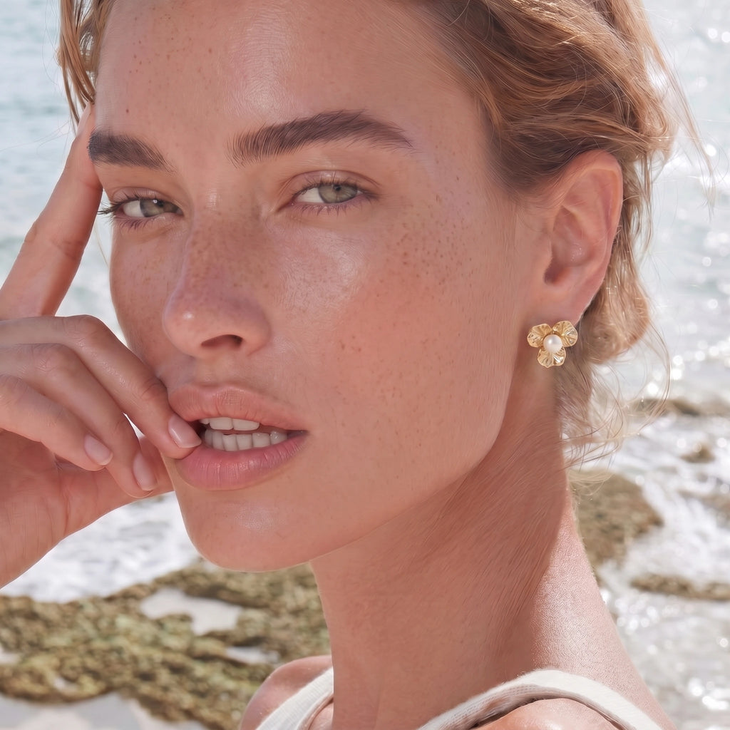 Bloom Pearl Studs by Dilmore
