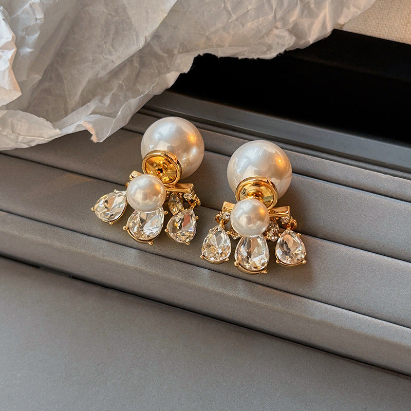 Elegant Gold-Plated Fringe Earrings with 5A Zircon and Pearl Accents