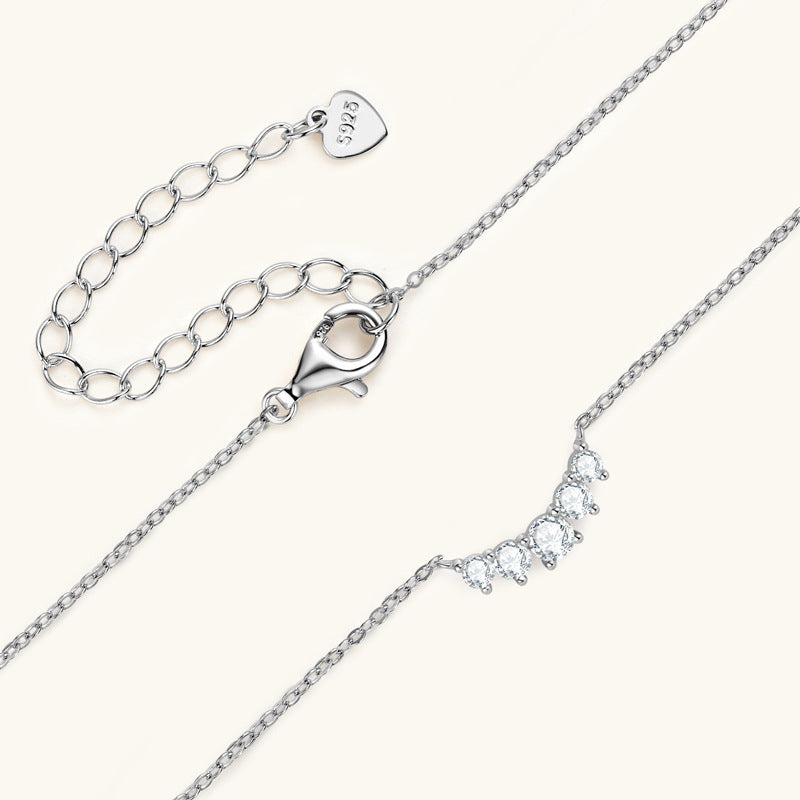 Necklace Delicate Smile Curve Moissanite Pendant with 925 Sterling Silver Chain