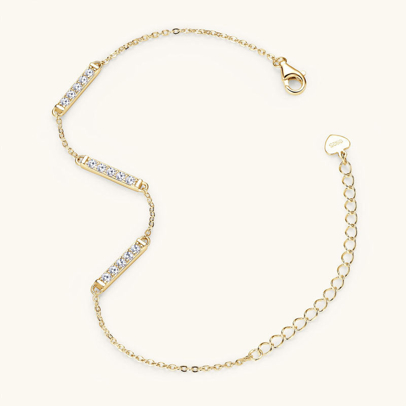Bracelet Minimalist Sterling Silver Moissanite Bar Chain Bracelet with Adjustable Clasp
