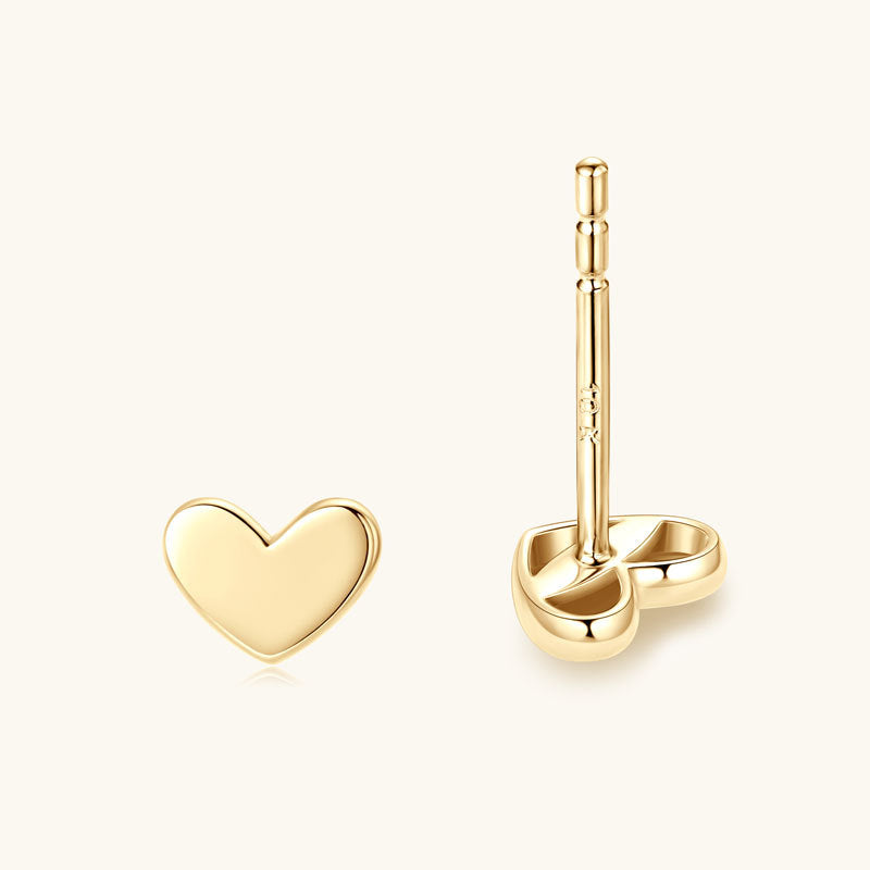 Earrings 10K Yellow Gold Heart Stud Earrings Minimalist Elegant Hypoallergenic Fashion Jewelry