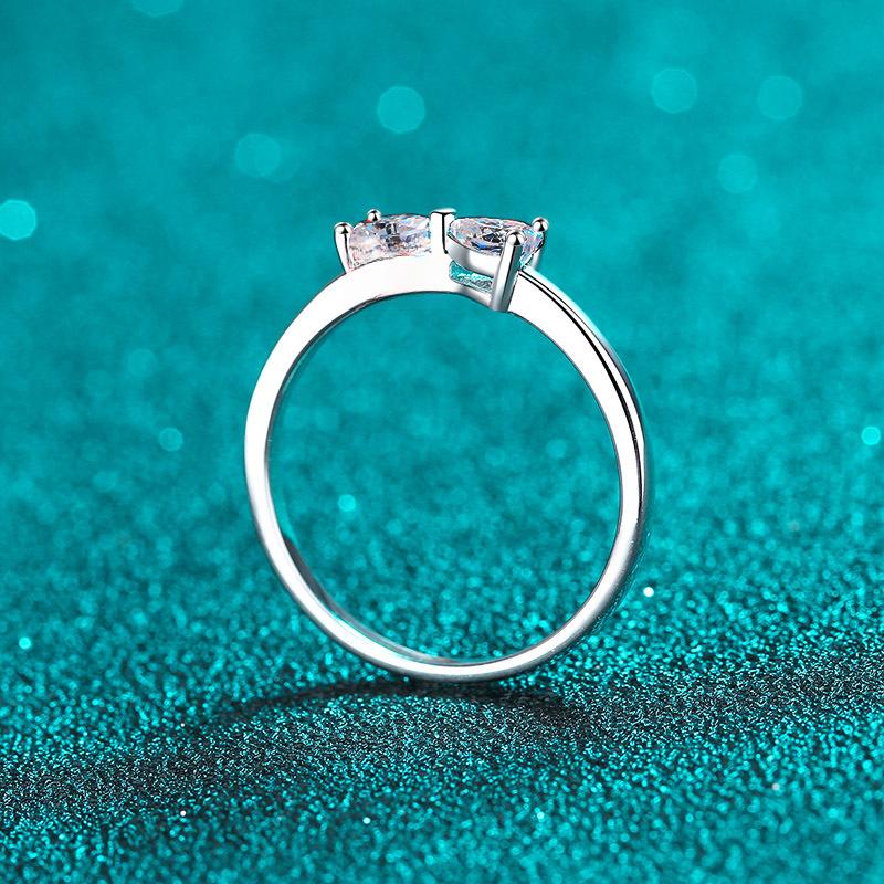 Heart-Shaped Moissanite Sterling Silver Ring with Platinum Plating