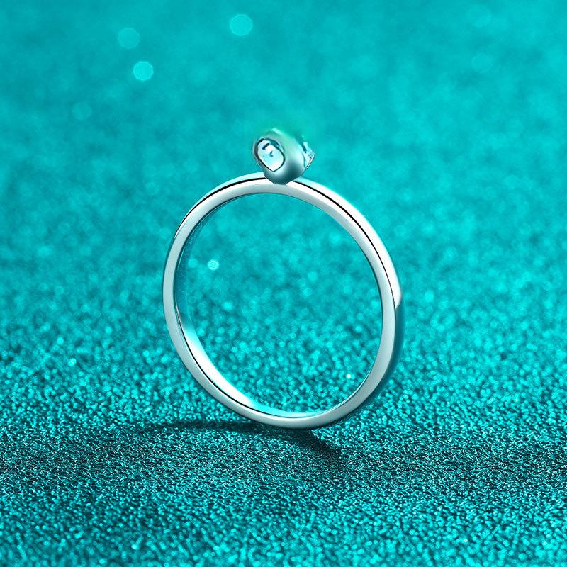 Women's Ring Geometric Bubble Design with 30-Point Moissanite in 925 Sterling Silver for Everyday Elegance