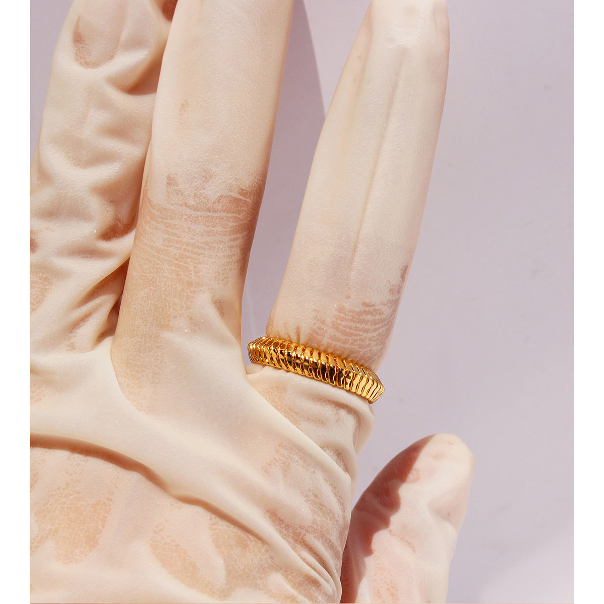 Gold-plated Copper Open Adjustable Bolo Bracelet Ring Set