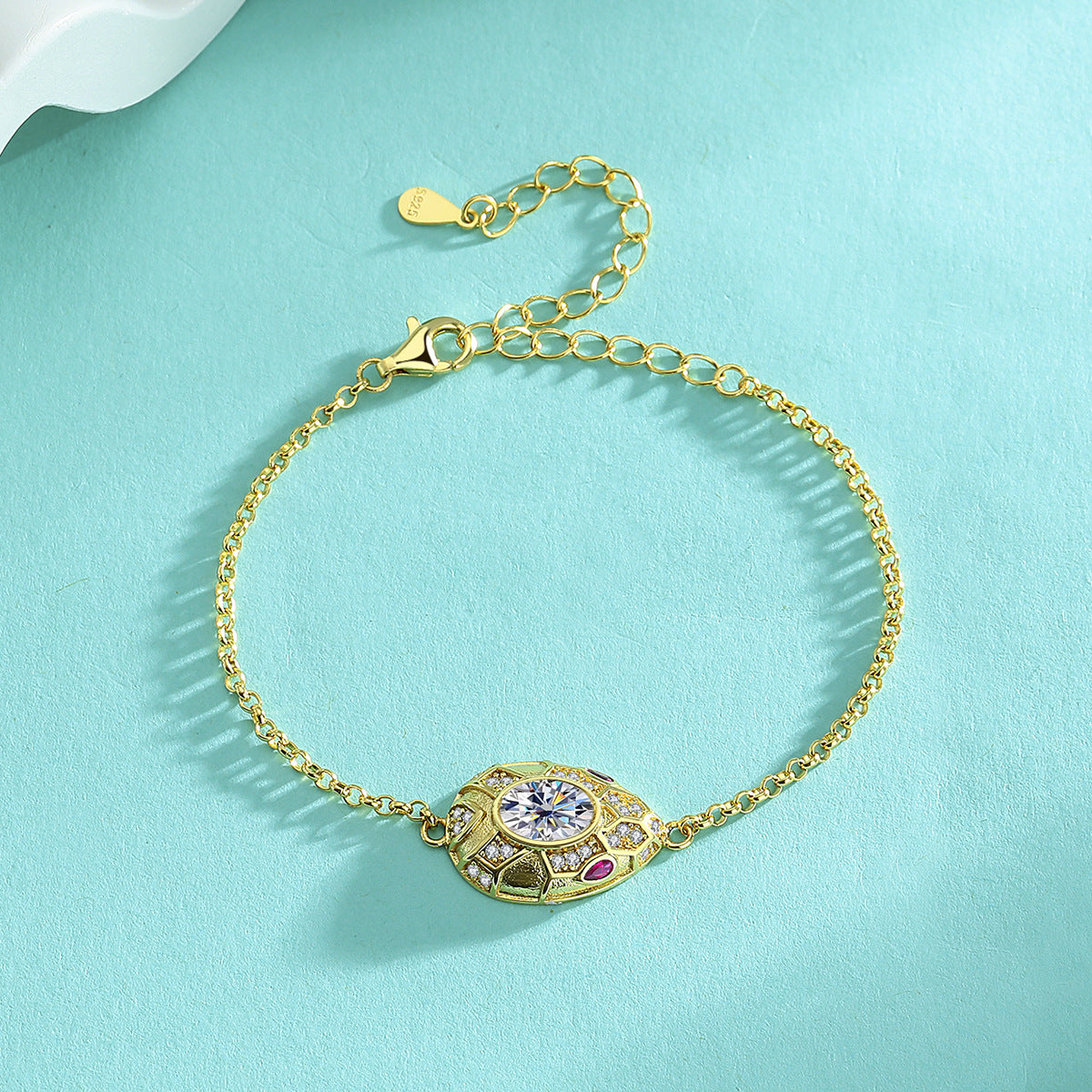 Bracelet S925 Sterling Silver Snake Head Design with Moissanite Stone Fashion Jewelry Set