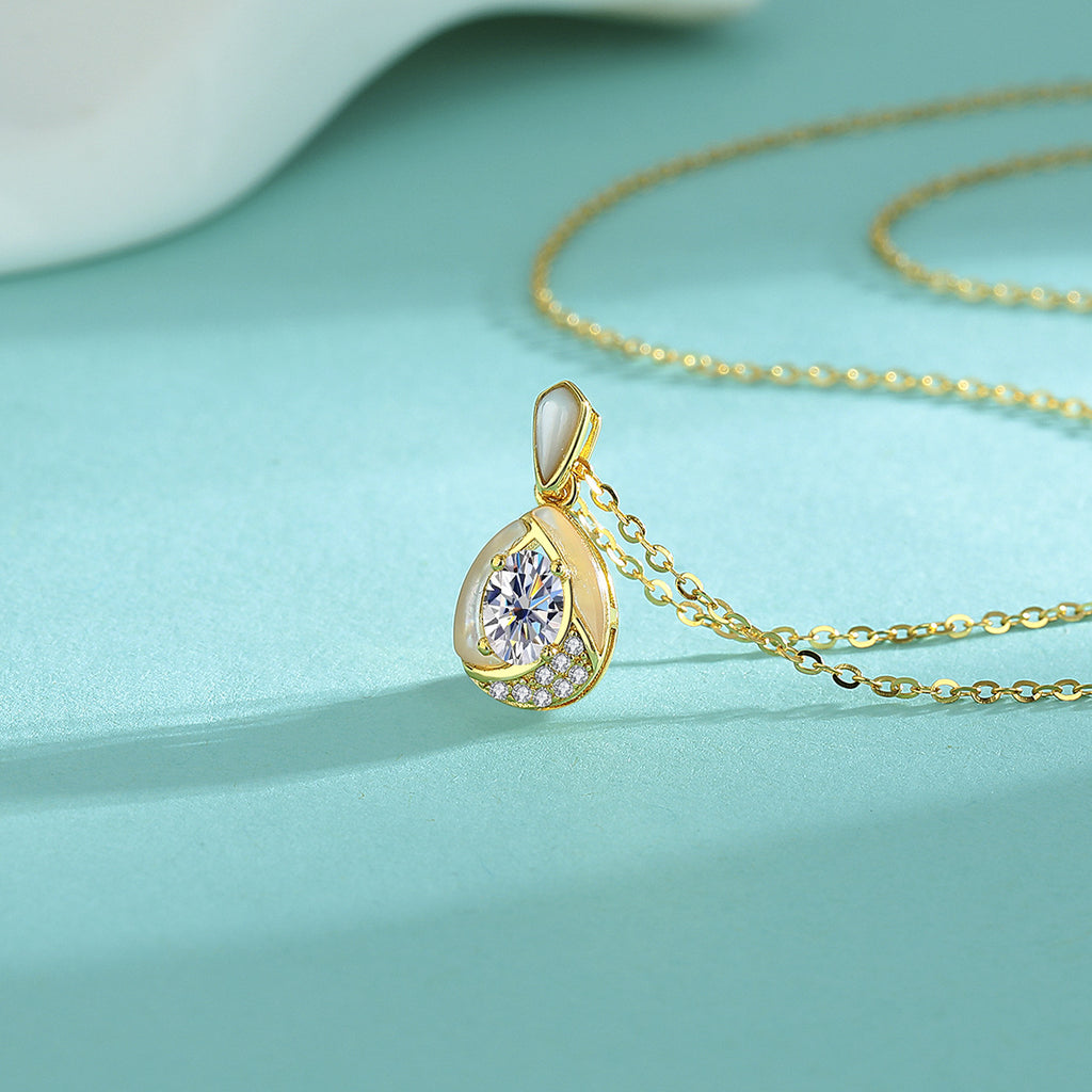 Necklace 925 Sterling Silver Teardrop Moissanite Collarbone Chain Delicate Pendant