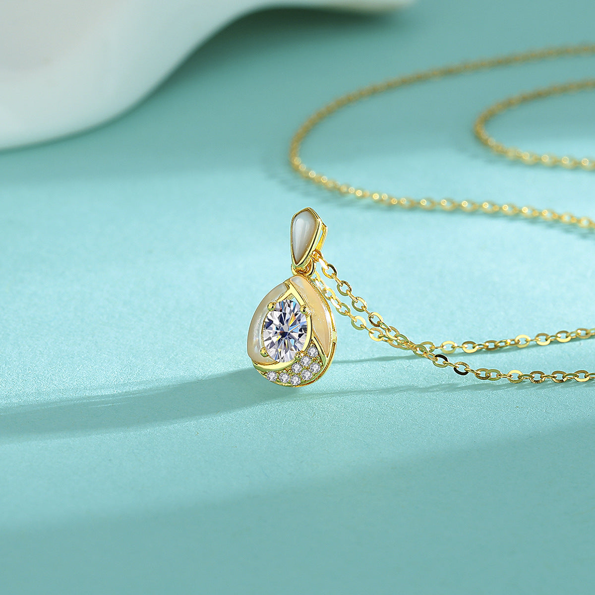 Necklace 925 Sterling Silver Teardrop Moissanite Collarbone Chain Delicate Pendant