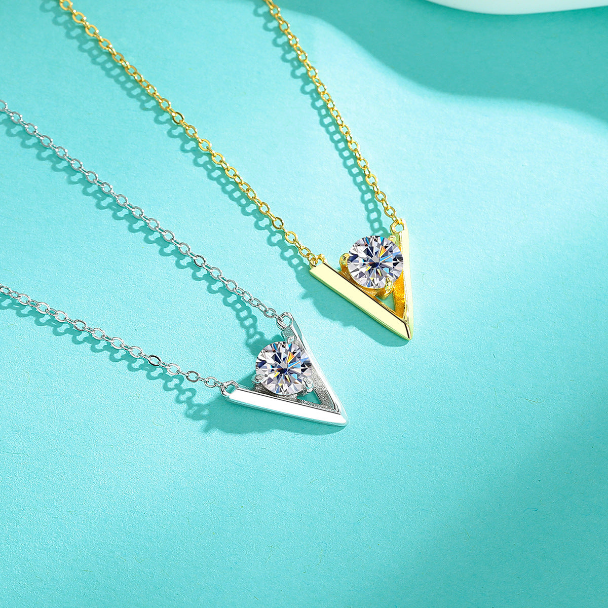 Necklace Sterling Silver Moissanite V-Shaped Minimalist Collarbone Chain