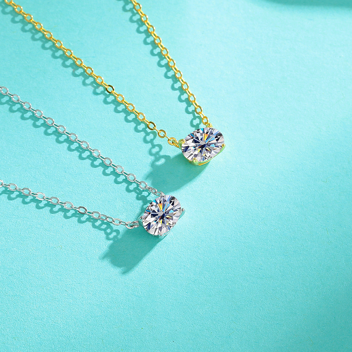 Necklace 925 Sterling Silver Oval Moissanite Pendant Minimalist Luxury Collarbone Chain