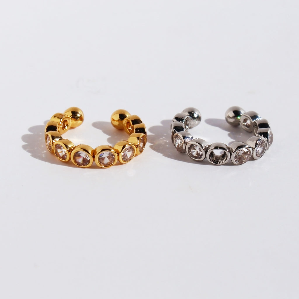 Stylish Gold and Rose Gold Geometric Hoop Stud Earrings with Cubic Zirconia, Minimalist Design