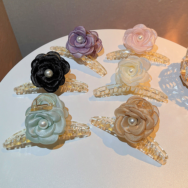 Acrylic Rose Flower Hair Claw Clip for Women - Large Elegant Hair Accessory