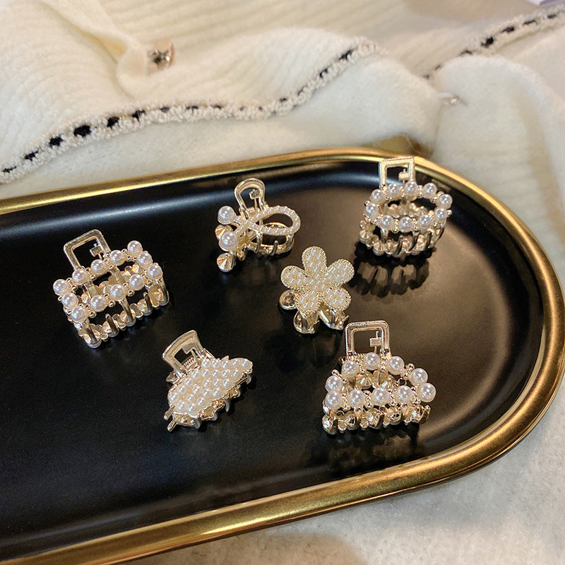 Elegant Pearl and Rhinestone Hair Clips for Women - Small Size High Ponytail and Side Hair Accessories