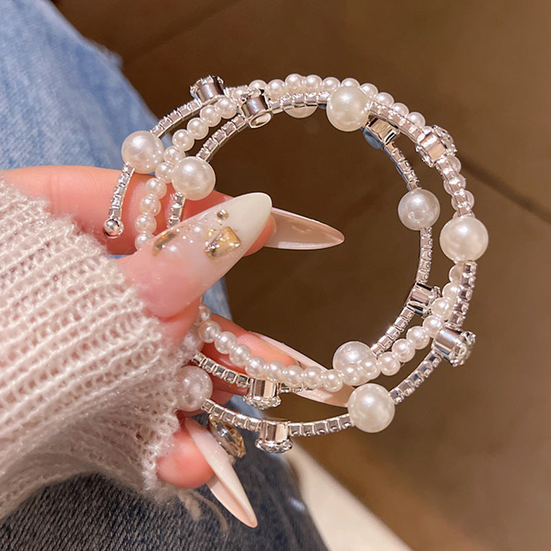 Layered Pearl Bracelet for Women with Geometric Design and Minimalist Style