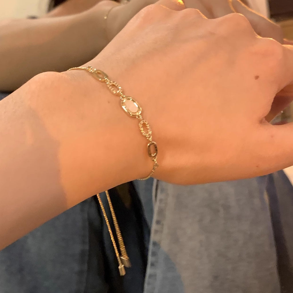 Luxury Minimalist Cat's Eye Stone Bracelet with Diamond Accents for Women
