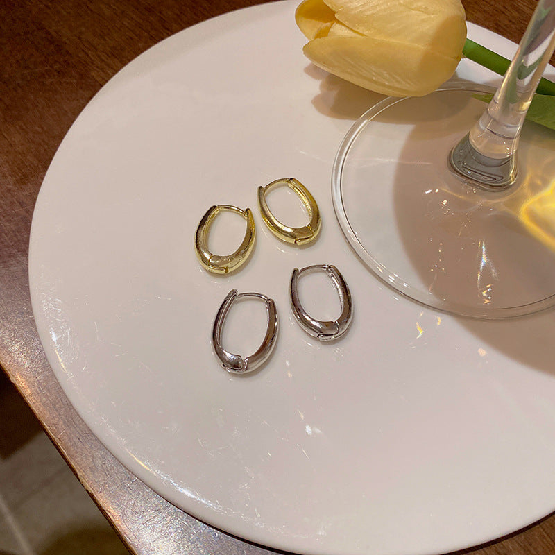 Minimalist Geometric Drop Earrings with Metallic Finish for Women