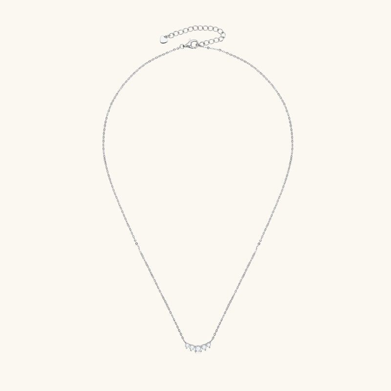 Necklace Delicate Smile Curve Moissanite Pendant with 925 Sterling Silver Chain