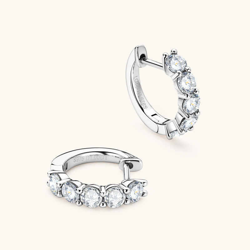 Earrings Elegant Moissanite Hoop Earrings in 925 Sterling Silver with Prong Setting