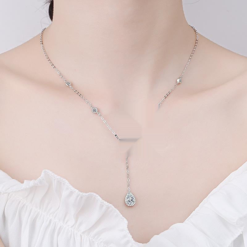925 Sterling Silver Moissanite Cross Chain Necklace with Insect Pendant and Yellow Zircon Accents