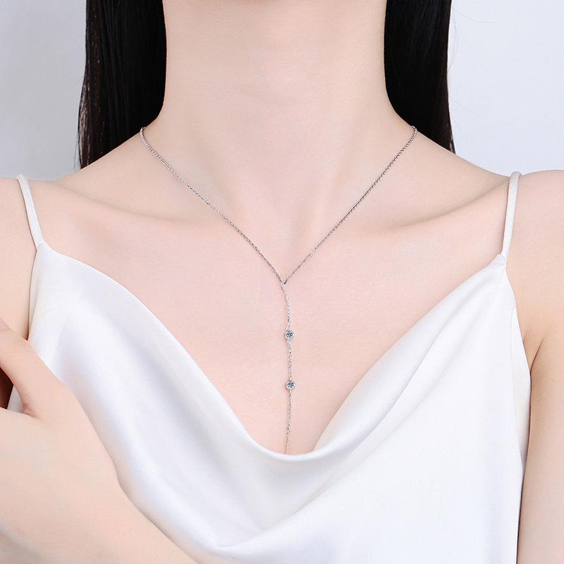 Necklace with 67-Point Moissanite and 8mm Freshwater Pearl Pendant on 24-Inch Silver Chain