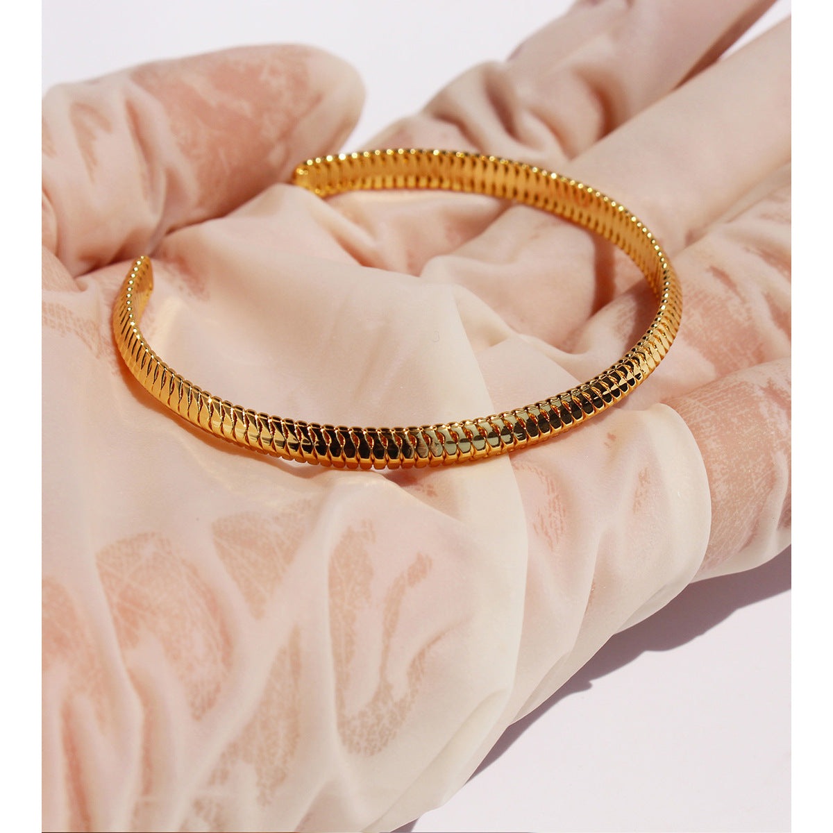 Gold-plated Copper Open Adjustable Bolo Bracelet Ring Set